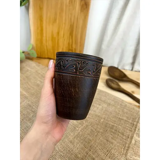 Склянка 0.4 літра керамічний (глиняний) різьблений Декор - фото 2