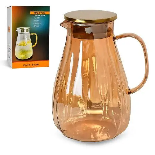 Графин стеклянный с крышкой 1.8л. Кувшин для воды [MD]