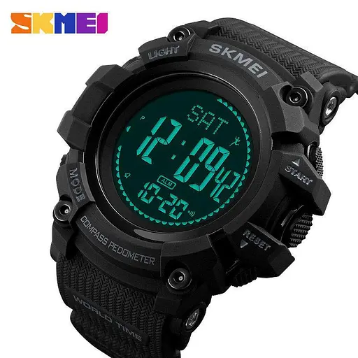 Cпортивний годинник Skmei 1356 Compass з компасом тактичні удароміцні (Чорний) - фото 3