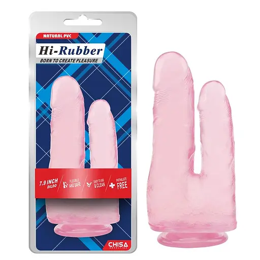 Подвійний фалоімітатор Hi-Rubber Born To Create Pleasure 7.9 Inch 23 см рожевий - фото 2