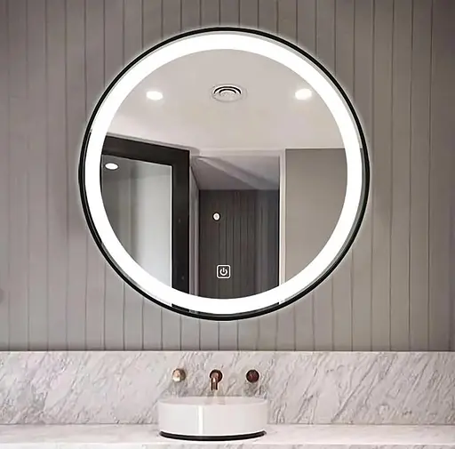 Зеркало Dusel DE-M2071D 80 см с часами, Белый - фото 3