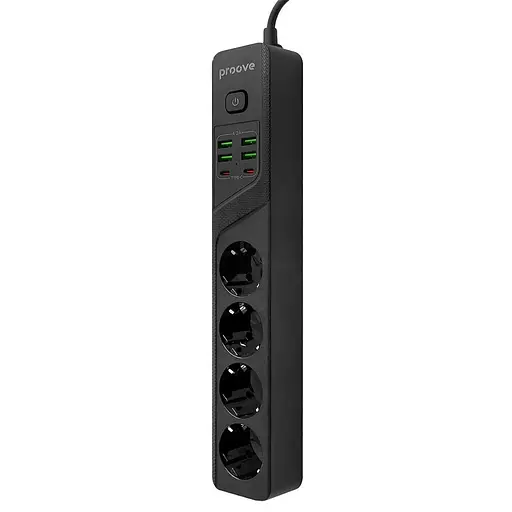 Мережевий фільтр Proove Power Strip P-04 (4 розетки + 4 USB + 2 Type-C) 3M black (PSP442430001) - фото 1