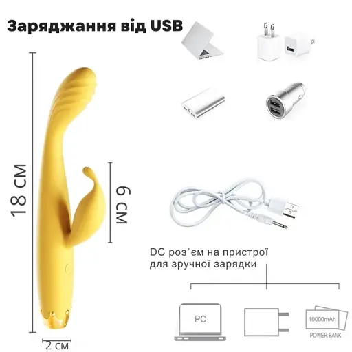 Вібратор-кролик 2 в 1 I'MCUM Royal Rabbit Жовтий (IM-ZDB207) - фото 6