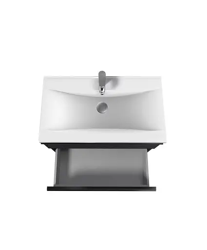 Тумба Мойдодир Rome 80-U с умывальником Debut 80 на подвесная/напольная Графит - фото 8