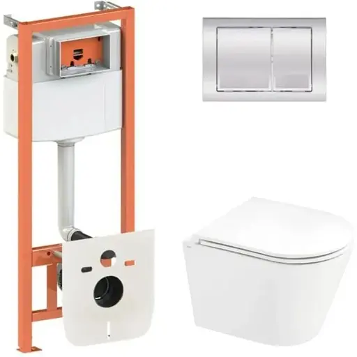 Набір Q-tap Nest 4 в 1 підвісний унітаз Scorpio Ultra Quiet 520x365x365 + комплект інсталяції QT1433053EUQW45162 - фото 1