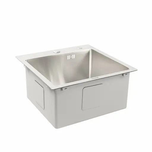 Кухонная мойка нержавейка 45x45 Platinum Handmade (сифон круглый 3,0/0,8), Нержавеющая сталь - фото 4