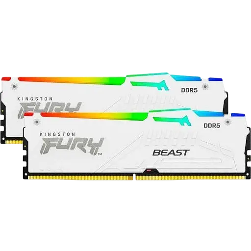 Оперативная память Kingston Fury 32GB (2x16GB) DDR5 6000MHz Beast RGB EXPO White (KF560C36BWE2AK2-32) - фото 1