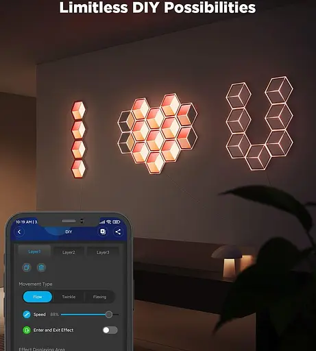 Набір настінних світильників Govee H606A Glide Hexagon Light, 7, RGBIC, WI-FI/Bluetooth, білий - фото 5