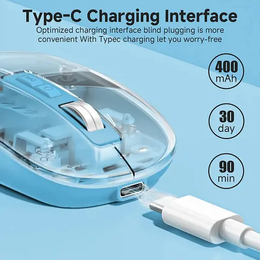 Компьютерная мышь T-WOLF X11 беспроводная бесшумная с аккумулятором 2,4G+Bluetooth Blue - фото 4