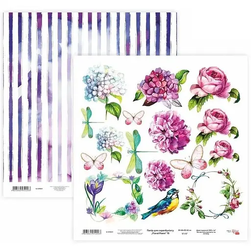 Бумага для скрапбукинга "Floral Poem" 19 двухсторонняя 30.48х30.48см 200г/м² Rosa Talent - фото 1