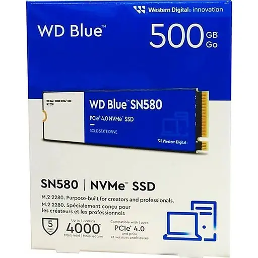 Накопичувач SSD Western Digital m.2 NVMe 500GB BLUE SN580 WDS500G3B0E (WDS500G3B0E) - фото 3