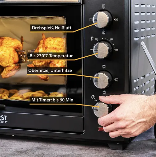 Духовка First FA-5046-1 45 л, конвекция, таймер, черная - фото 4