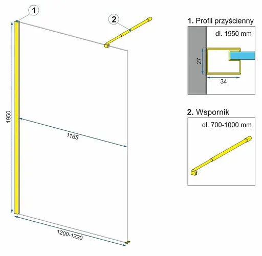 Душова стінка Rea Aero ombre 120 matt brushed gold REA-K2466, матовий, золотий - фото 7