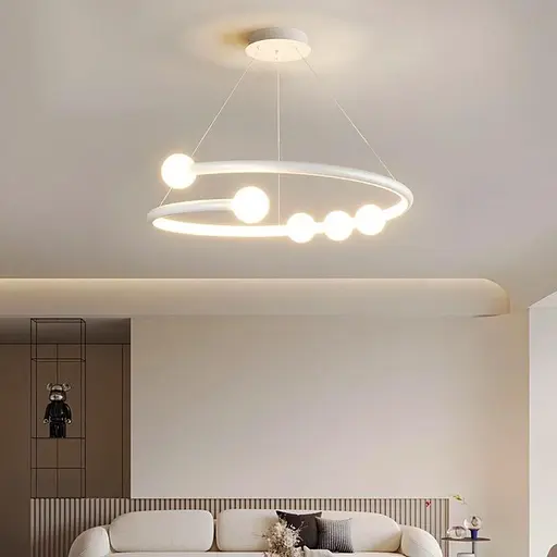 Дизайнерская белая LED люстра с акриловыми шариками | Line F | Ст. 901-600 WT LED+G9*2 - фото 1