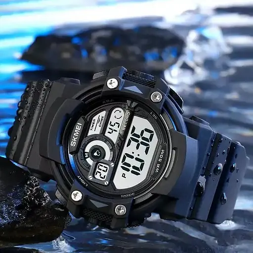 Чоловічий спортивний наручний годинник Skmei 1778 (Чорний з білим циферблатом) - фото 4