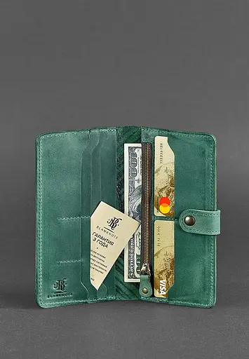 Кожаное женское зеленое портмоне 7.0 Инди. - фото 3