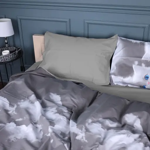 Наволочка MirSon Сатин 22-1402 Silvery Cats 60х60 см сіра (2200010566987) - фото 3