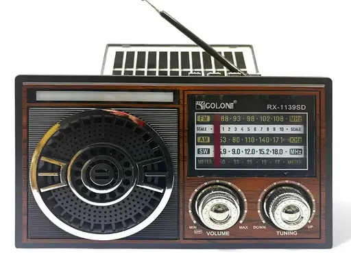 Радіоприймач Golon RX-1139SD Solar Bluetooth радіо з сонячною панеллю Коричневий - фото 1