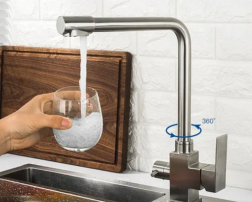 Смеситель для кухни на две воды Wezer PRO4C-02 нержавеющая сталь - фото 2