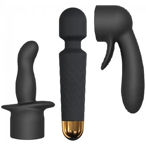 Вібромасажер з насадками Dorcel Kit Wanderful 20 см чорний