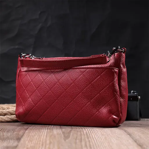 Сумка Vintage женская среднего размера на три отделения из натуральной кожи 24х15х9 см sum0027017 - фото 10