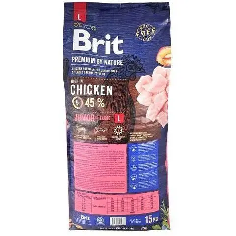 Сухой корм Brit Premium Dog Junior L для щенков и юниоров больших пород с курицей 15 кг - фото 3