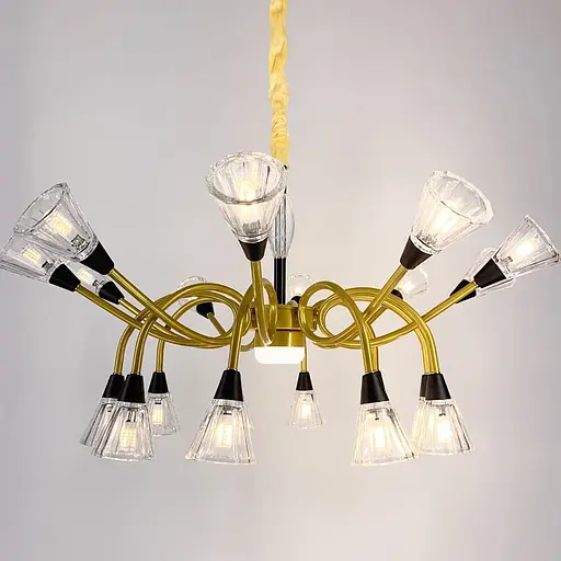 Незвична золотиста люстра із закрученими ріжками Line.F H 9866/10+10 - фото 3