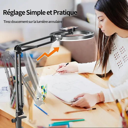 YAyusi Настольный кольцевой светильник со штативом, поворот на 360° гибкий настольный штатив для мобильного телефона - фото 3