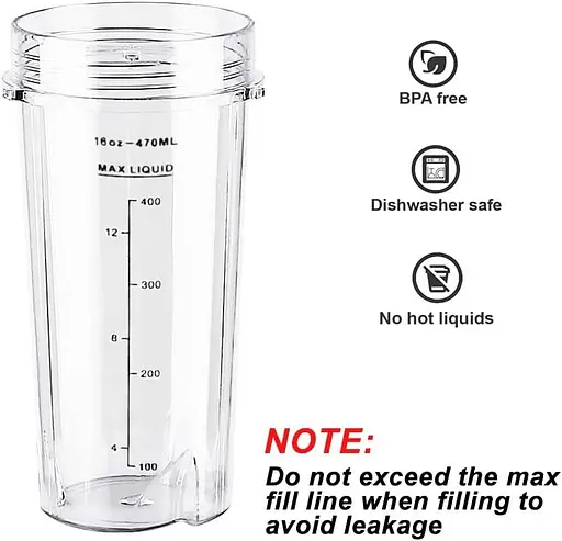 Запасні частини для чашок 470 мл для змішувачів Ninja 700W Slim Mixer Smoothie Maker Змінні стаканчики об'ємом 470 мл - фото 3