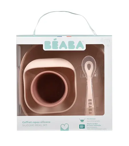 Набір Beaba 4+ тарілка миска стакан ложка рожевий/кремовий (913604) - фото 4