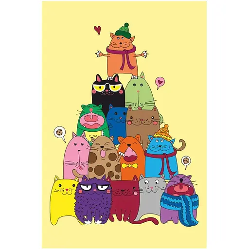 Полотно на картоне с контуром Rosa Start Яркие котики 20х30 хлопок акрил