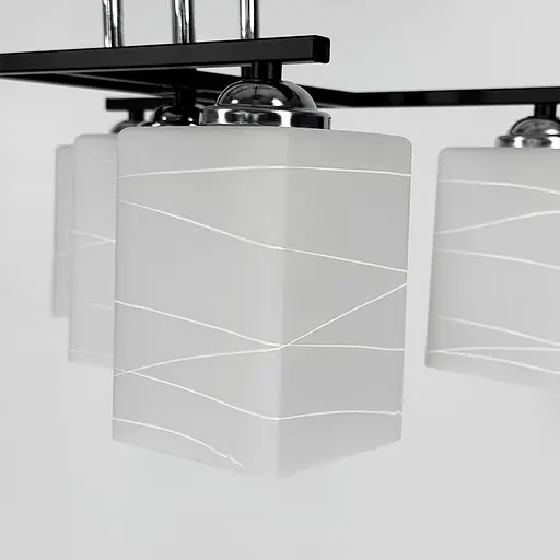 Прямокутний плафонний світильник на 5 ламп в чорному корпусі 43х34 см | Арт. 6944/5 BK+CH | Line F - фото 6