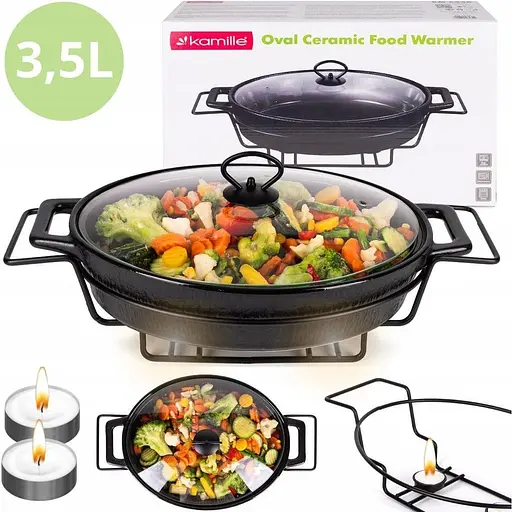 Марміт керамічний Kamille зі скляною кришкою та металевою підставкою 3.5 л KM-6430 - фото 4