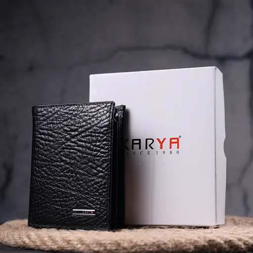 Гаманець без застібки з натуральної зернистої шкіри 9х11.5х2 см KARYA 9х11.5х2 см acs0024248 - фото 8