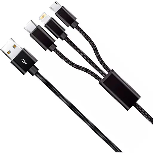 Кабель Proove Triple Connection 3 in 1 USB-A to USB-C/Lightning/Micro-USB 3A 1.2m Black (CCTC20001501) [131034] - фото 2