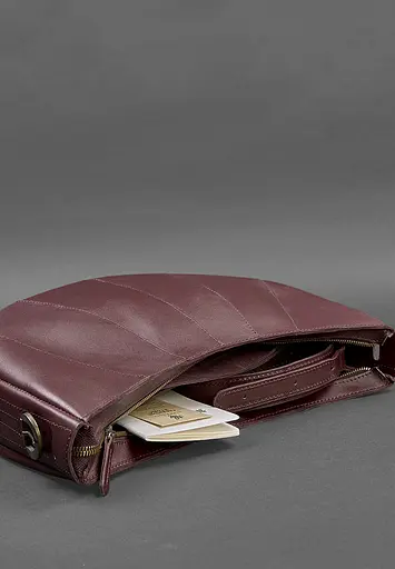 Шкіряна жіноча сумка Круасан Krast бордова - фото 4