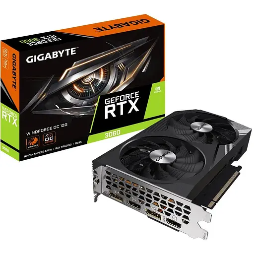 Відеокарта GF RTX 3060 12GB GDDR6 WindForce OC Gigabyte (GV-N3060WF2OC-12GD)