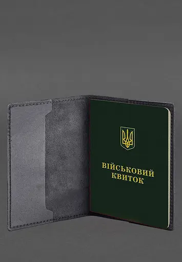 Кожаная обложка для военного билета 7.3 синий Crazy Horse - фото 4