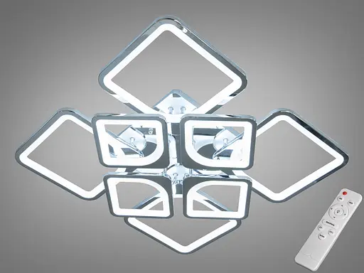 Стильная светодиодная люстра с пультом, 135Вт, хром - фото 1