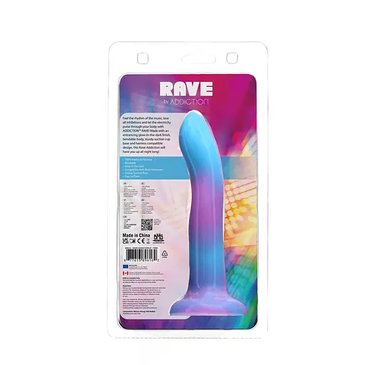 Фалоімітатор Addiction Rave 8″, що світиться в темряві, Glow in the Dark Dildo Blue Purple, 20,3 см - фото 9