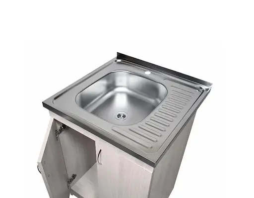 Тумба в комплекті з нержавіючою мийкою для кухні ЛДСП 60х60х83 см Дуб Молочний (52867-01162) - фото 6