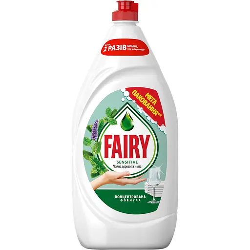 Засіб для миття посуду Fairy Sensitive Чайне дерево та м'ята 1350 мл - фото 1