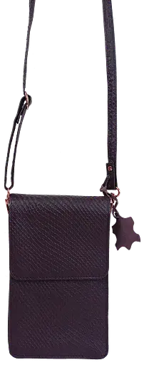 Небольшая женская кожаная сумка для телефона UP2 Fashion баклажан sum0028726 - фото 6