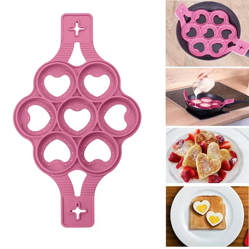 Силіконова форма для приготування оладок і яєчні у формі серця Cake Maker, A-plus Рожевий 85361 - фото 1