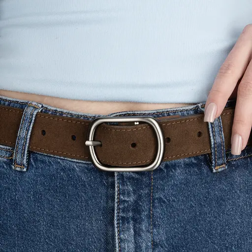 Ремінь жіночий замшевий SF-3529 коричневий під джинси (125 см) - фото 5