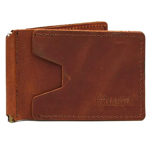 Зажим с монеткой кожаный коньячный Tarwa 11.5х8х1 см acs0032185 - фото 5