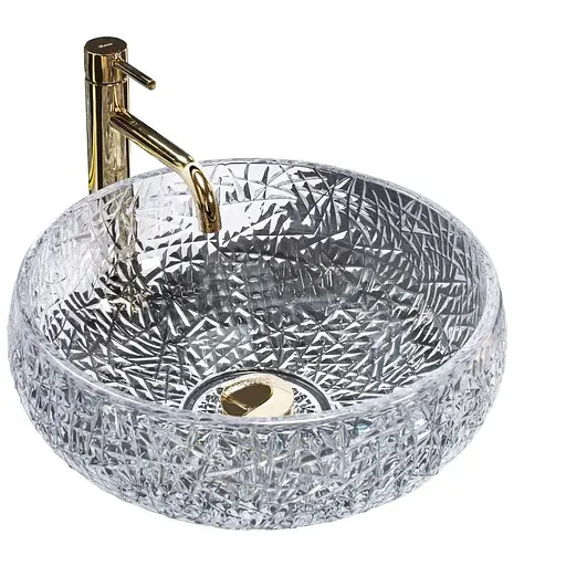 Умивальник Rea Ice Cristal накладний REA-U5070, Прозорий - фото 1