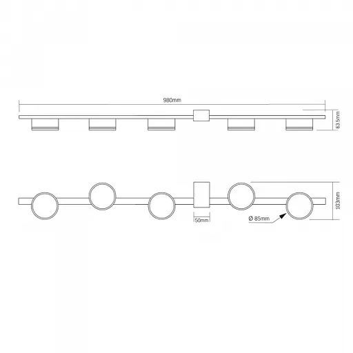 Світильник Videx під лампу 5xGX53 накладний Чорний (VL-SPF32-5B) - фото 3