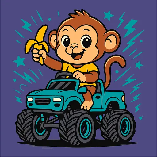 Картина по номерам для детей "Мавпа на машині" Ideyka 25х25 см КНО1312