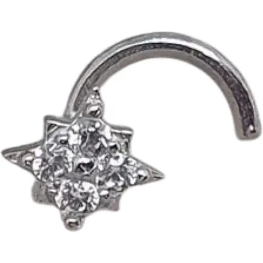 Золота сережка-пірсинг Астор в ніс с фіанітами. 2182443Б